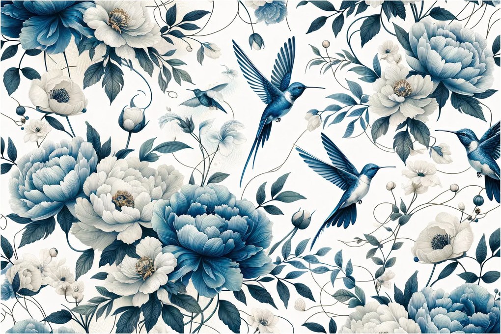 Tablou - Colibri cu flori (90x60 cm)