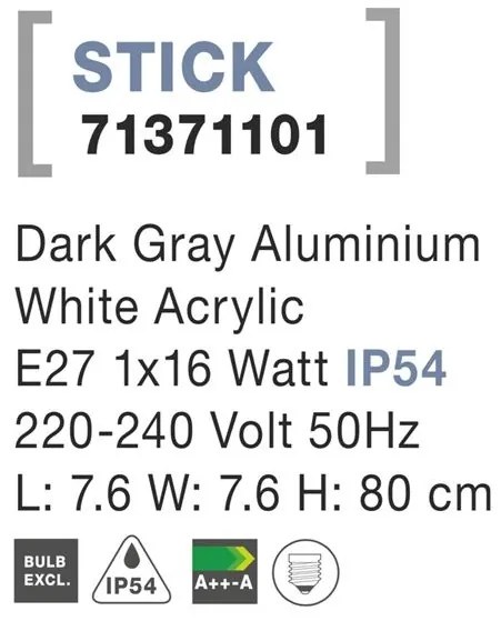 Stalp pentru iluminat exterior IP54 STICK NVL-71371101
