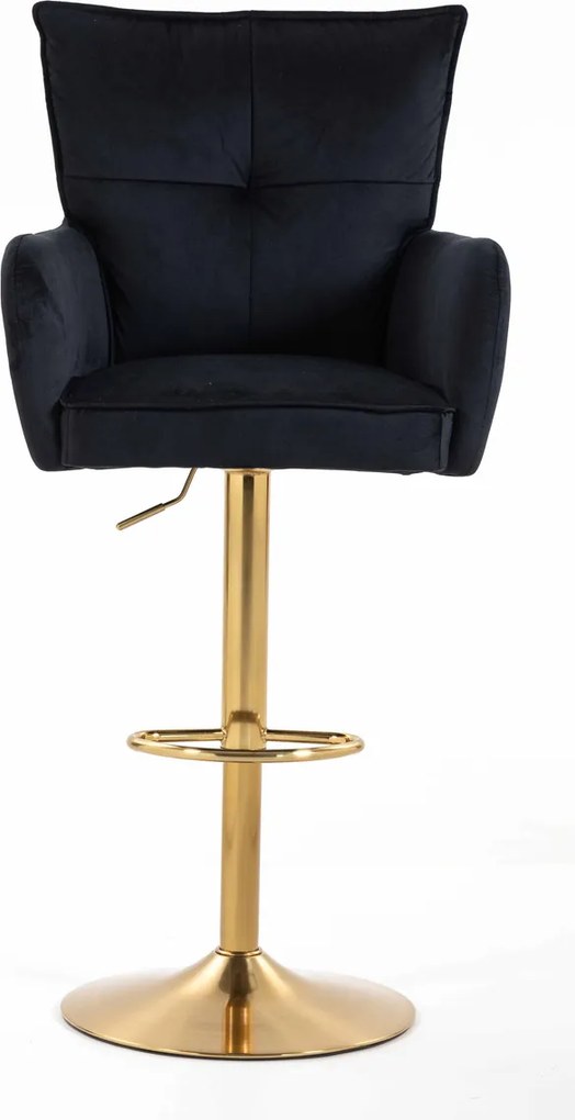 HR250W Scaun Catifea Neagră Bază Aurie