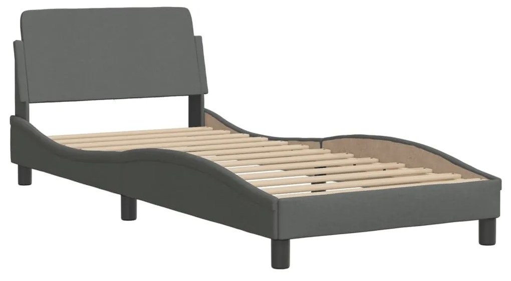 373066 vidaXL Cadru de pat cu tăblie, gri închis, 80x200 cm, textil