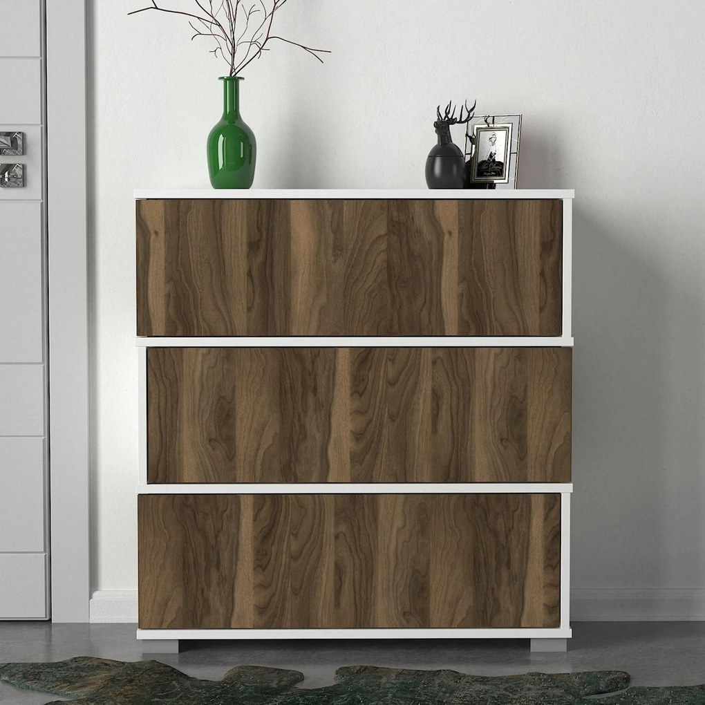 Comodă pentru pantofi Napolyon - White, Walnut
