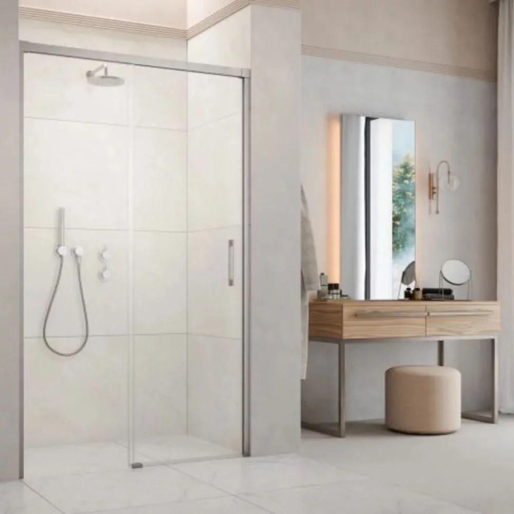 Usa de nisa culisanta Radaway Idea DWJ 100 cm sticla 6 mm finisaj nichel periat-transparent deschidere stanga