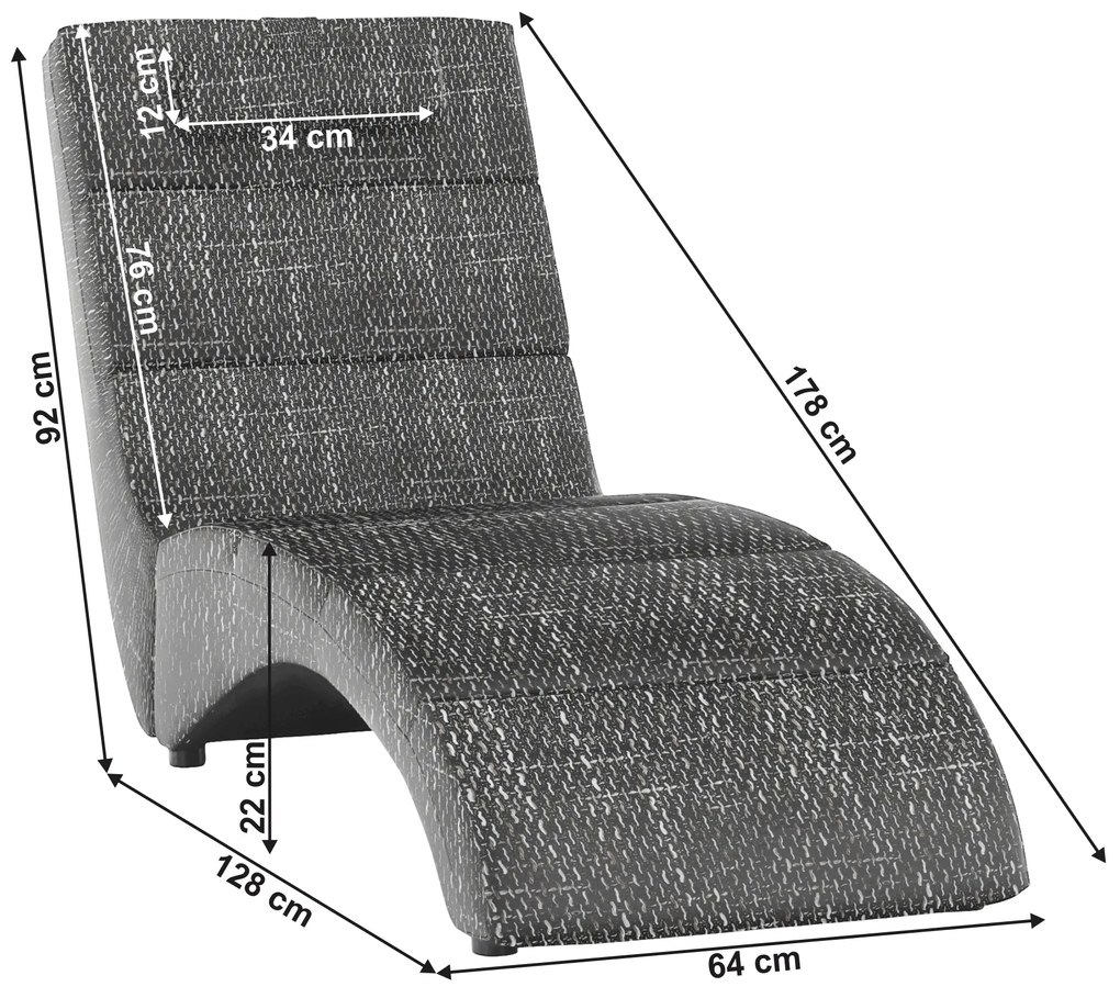 Fotoliu pentru relaxare, material textil gri, LONG