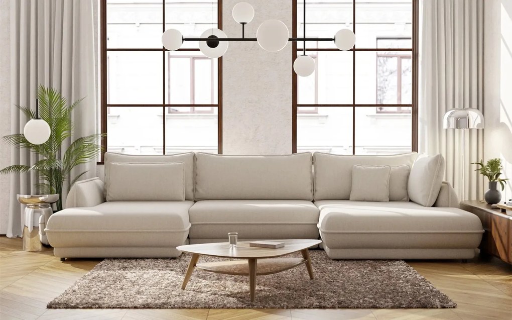 Colțar lemn masiv Paris III extensibil, 370 × 190 × 90 cm - Stânga