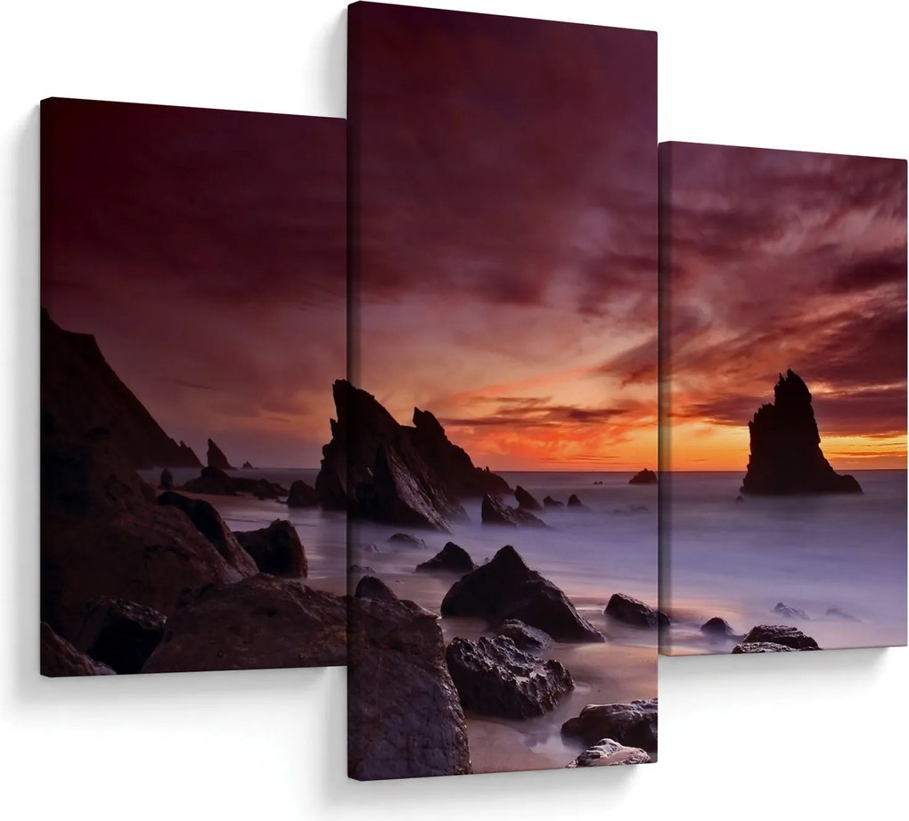 Tablou cu apus de soare pe mal (90x60 cm)