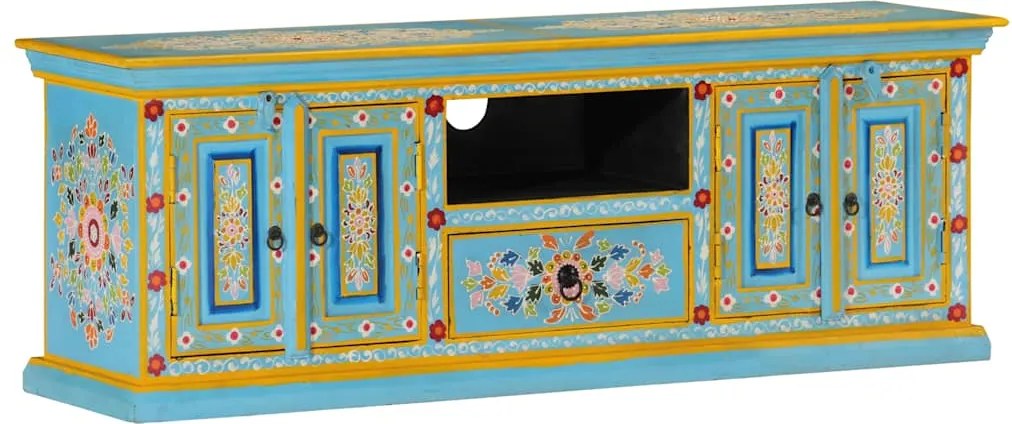 vidaXL Comodă TV, albastru, 110x30x40 cm, lemn masiv de mango