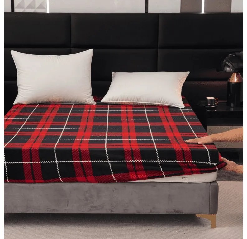 Cearsaf Cocolino microplus cu elastic ALBURY 160x200 cm rosu