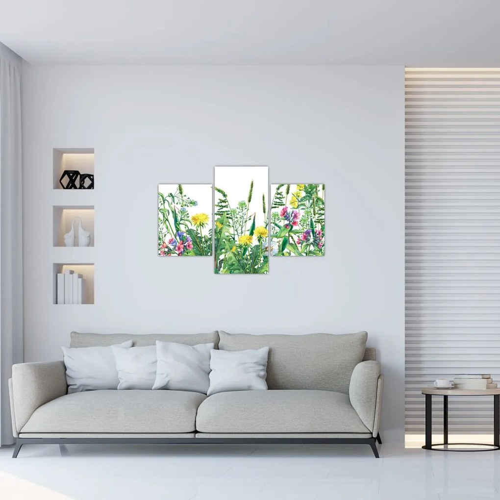 Tablou - Flori de pajiște pictate (90x60 cm)