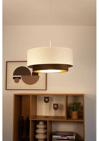 Candelabru suspendat pe cablu NATIA 1xE27/60W/230V Ø 45 cm alb/maro