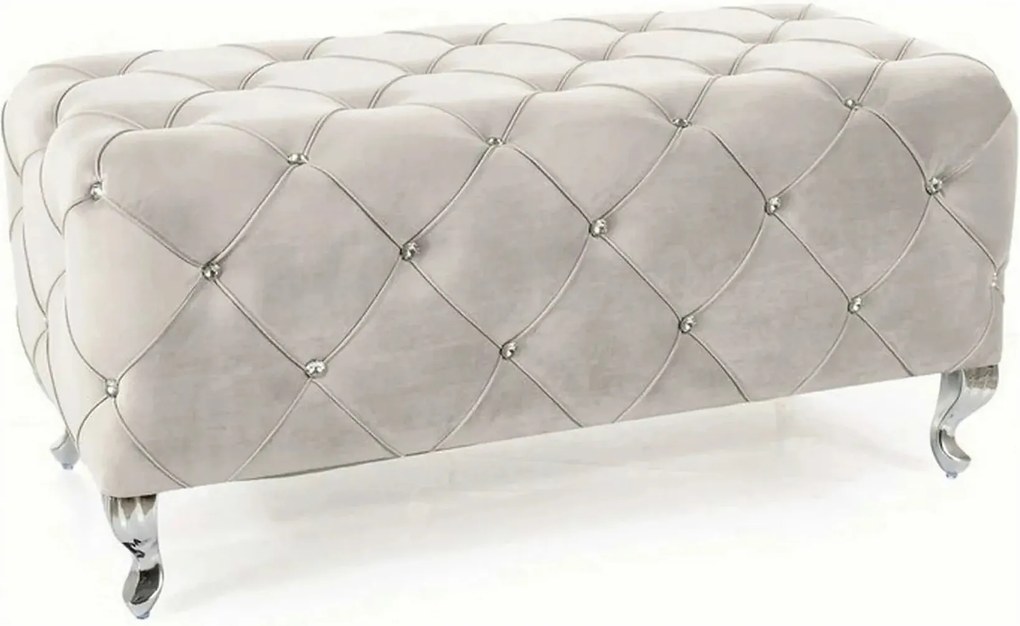 Taburet HESTIA, stofa catifelata gri deschis - Bluvel 03, 100x50x46 cm