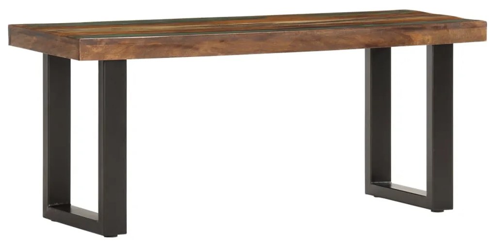 286458 vidaXL Bancă, 110 cm, lemn masiv reciclat și oțel