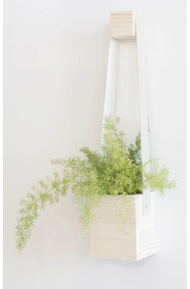 Ghiveci din lemn de brad Surdic Colgante, 17 x 62 cm, alb