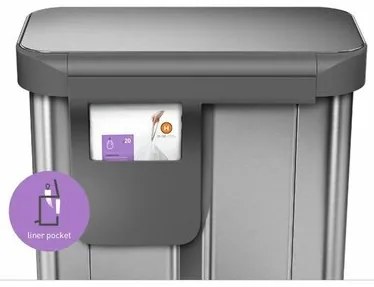 Simplehuman Coș de gunoi cu pedală pentru deșeurisortate 58 l, argintiu