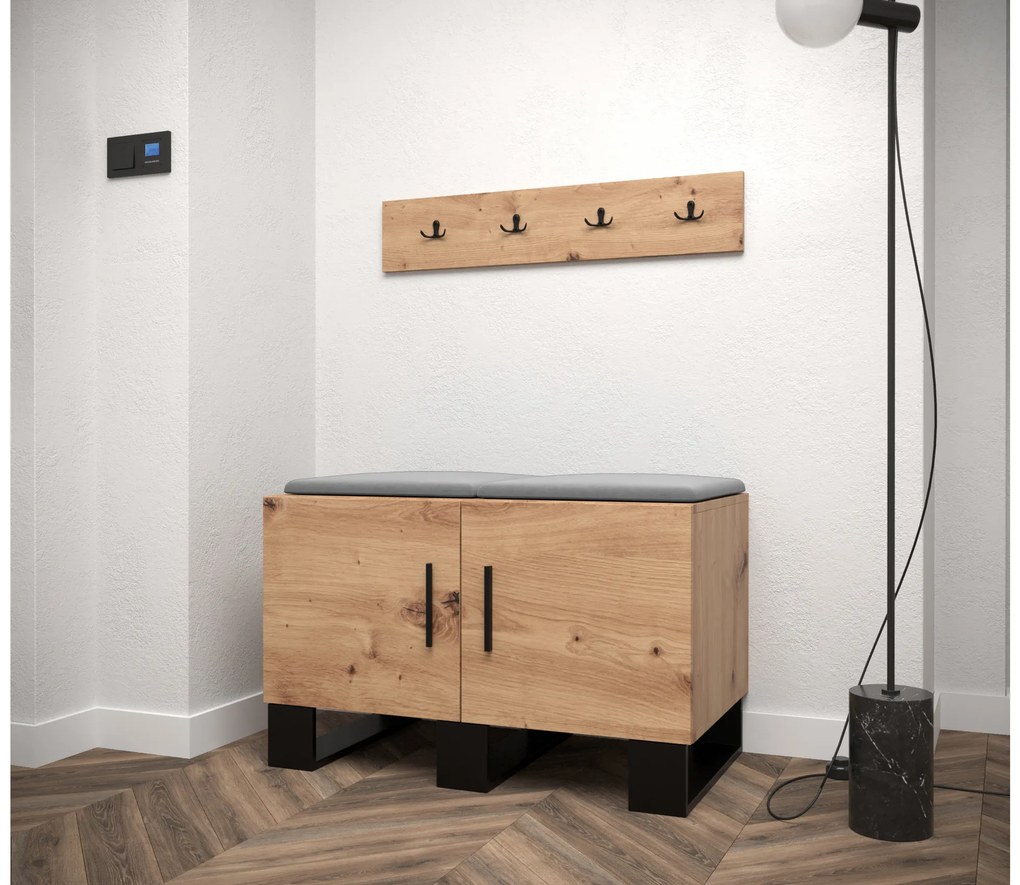 Set mobilier pentru hol Amanda 21 (Stejar artisan + gri închis). 1086040