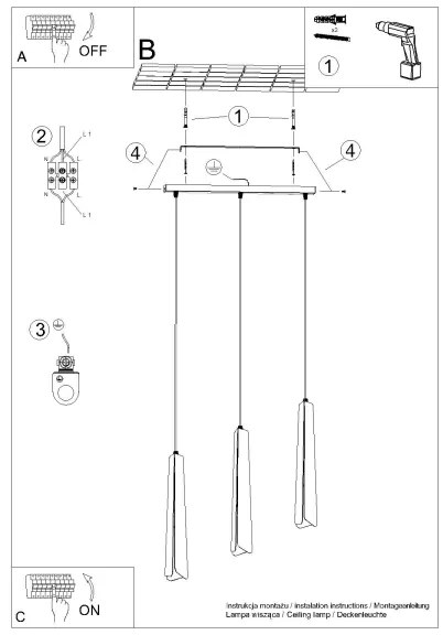 Lustră pe cablu Sollux SL.1399 PRYSM 3xG9/8W/230V alb