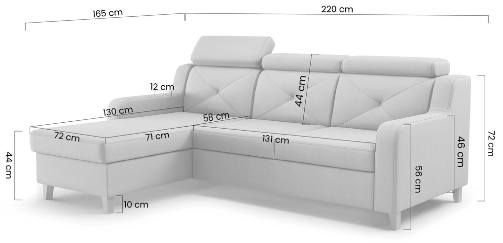 Colțar extensibil Laksaro pe dreapta - catifea gri Jasmine 96