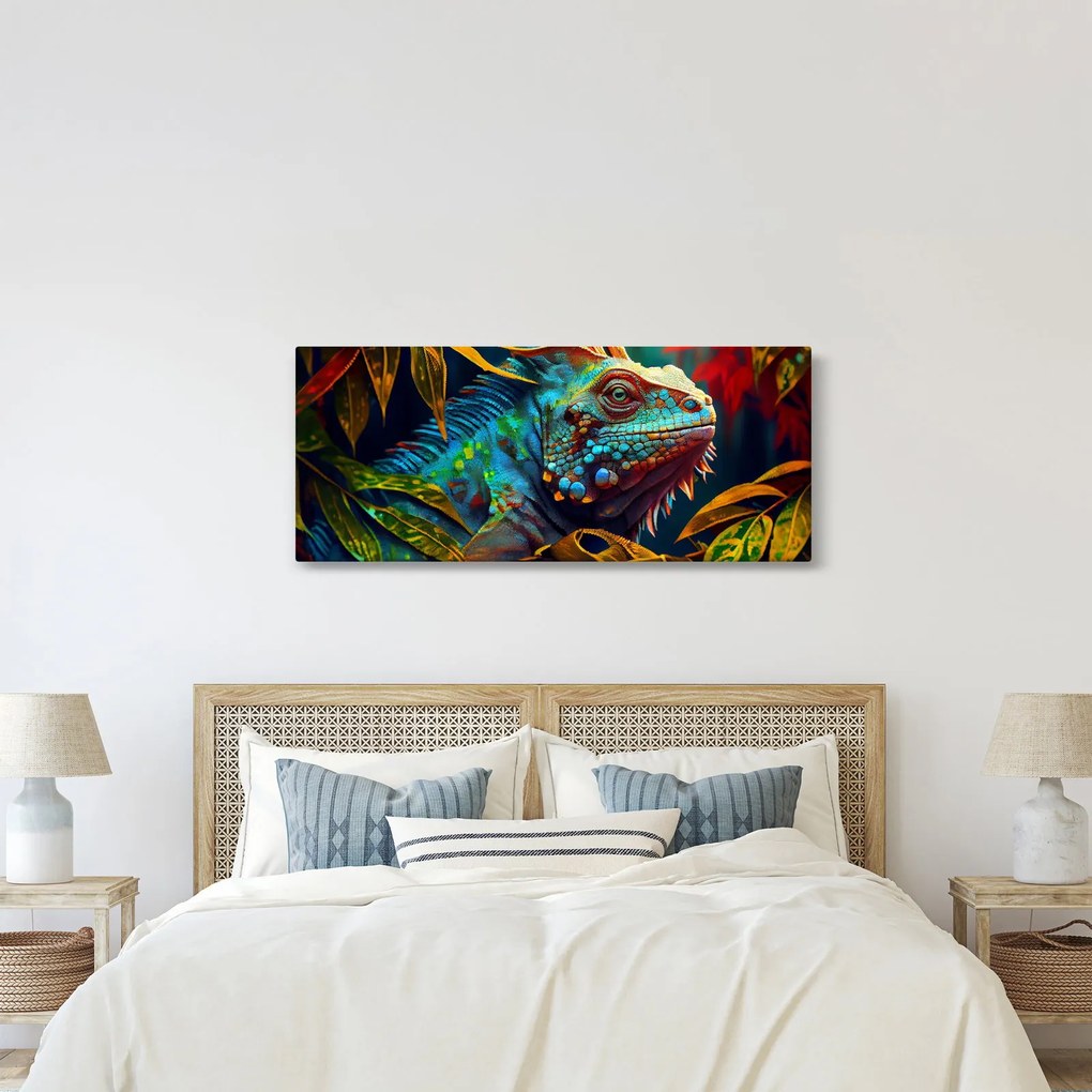 Tablou - Iguana colorată (120x50 cm)