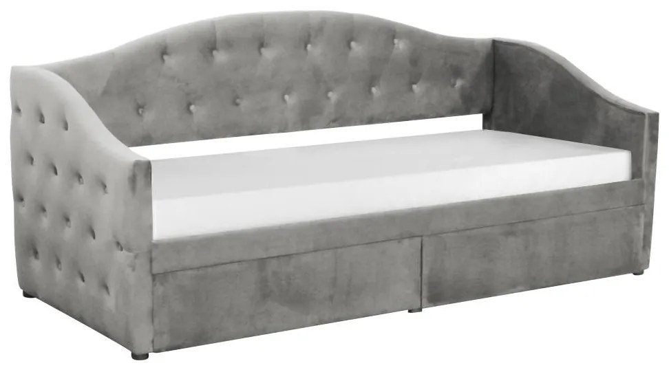 Pat de o persoană (divan) 90 cm Zonas (gri) (cu somieră) (cu sp. depozitare). 1116569