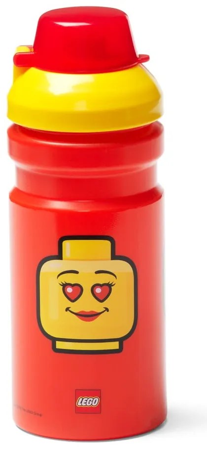 Sticlă pentru apă cu capac galben LEGO® Iconic, 390 ml, roşu
