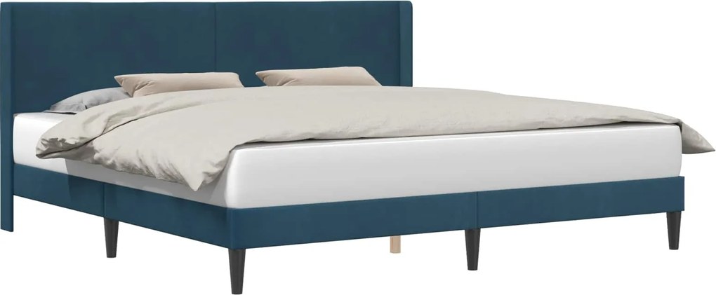 vidaXL Cadru de pat cu headboard albastru 180 x 200 cm Catifea