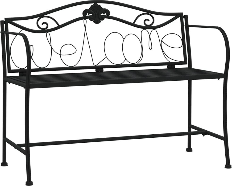 vidaXL Bancă de grădină cu 2 locuri, negru, 104 cm, oțel