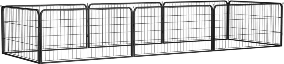 vidaXL Țarc câini 8 panouri negru 100x50 cm, oțel vopsit electrostatic