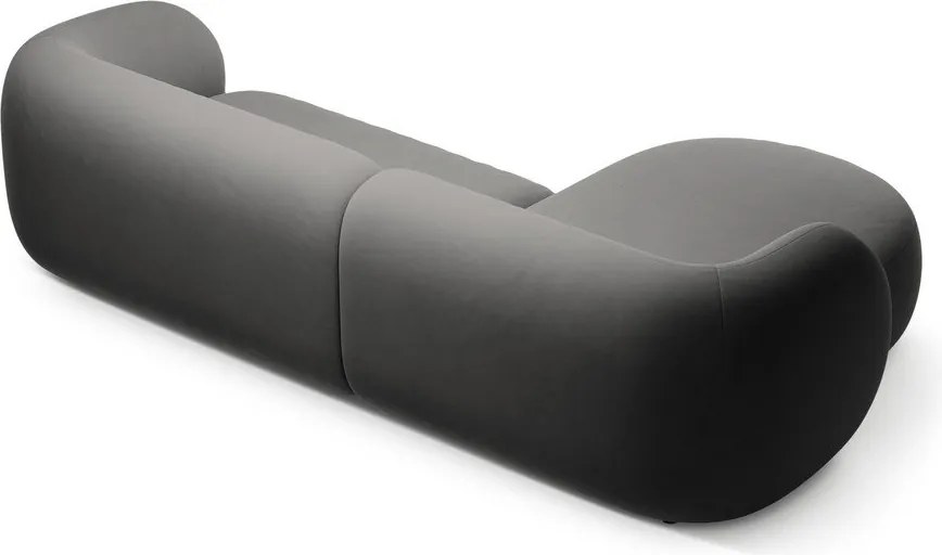 Colțar gri închis cu tapițerie din catifea (cu colț pe partea stângă/cu șezlong) Kate – Micadoni