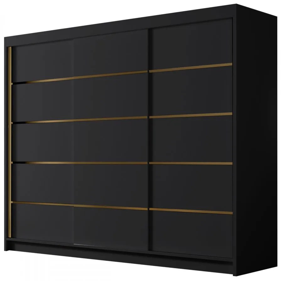 Dulap de haine cu uși culisante Fozzurt VII 250 (Alb + Negru + auriu) . Promo -17%. 1105715