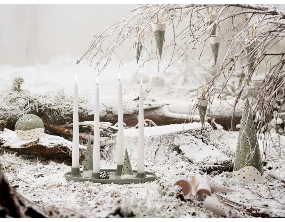 Decorațiune suspendată din ceramică Kähler Design Cone, înălțime 18 cm, verde