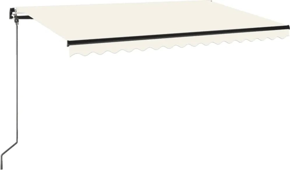 vidaXL Copertină retractabilă manuală, cu LED, crem, 400x350 cm