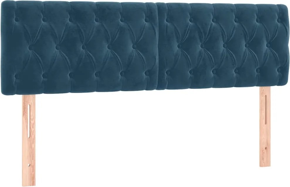vidaXL Tăblii de pat, albastru închis, 160x7x78/88 cm, catifea