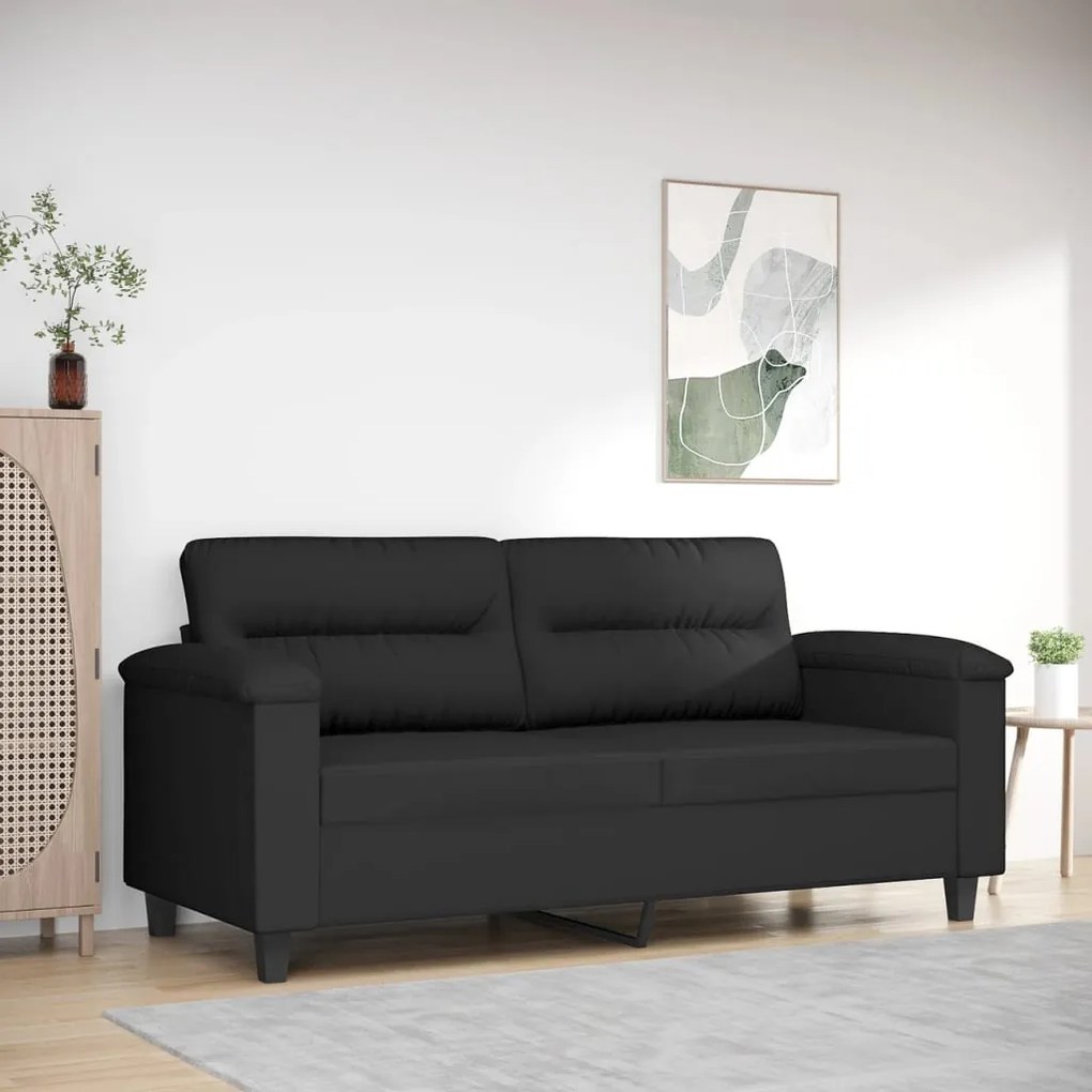 349224 vidaXL Canapea cu 2 locuri, negru, 140 cm, țesătură microfibră