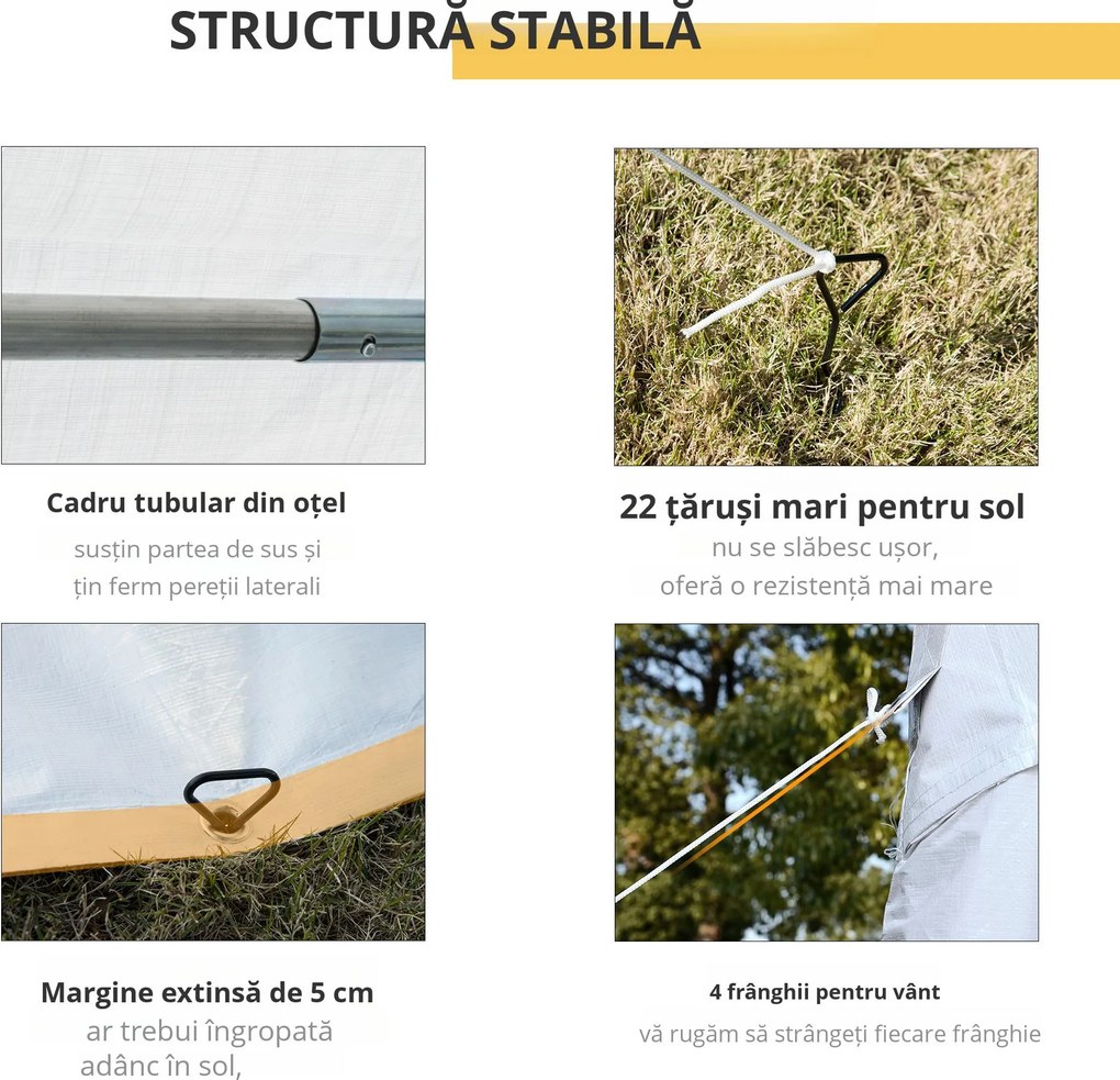 Outsunny Pavilion pentru Evenimente în Aer Liber, Cort Impermeabil pentru Petreceri și Căsătorii, Cadru din Oțel, Alb, 8x4x2.8m | Aosom Romania