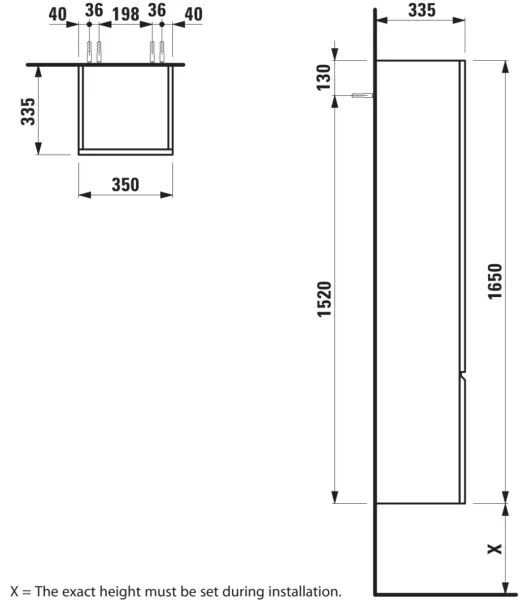 LAUFEN H4831220954791 - Dulap de baie PRO 165 cm, stejar