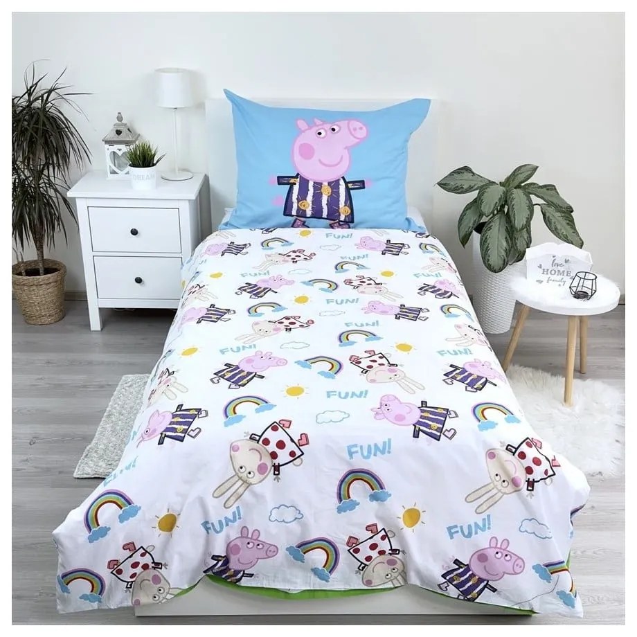Lenjerie de pat fosforescentă pentru copii din bumbac pentru pat de o persoană 140x200 cm Peppa Pig – Jerry Fabrics