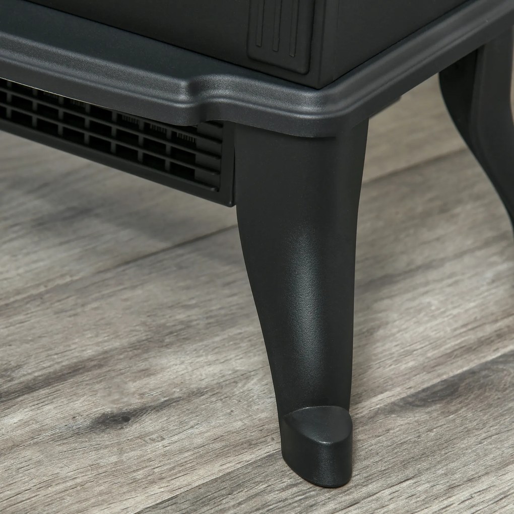 HOMCOM Șemineu Electric 750/1500 W cu Efect de Flacără Acoperire 15-20 m², Negru | Aosom Romania