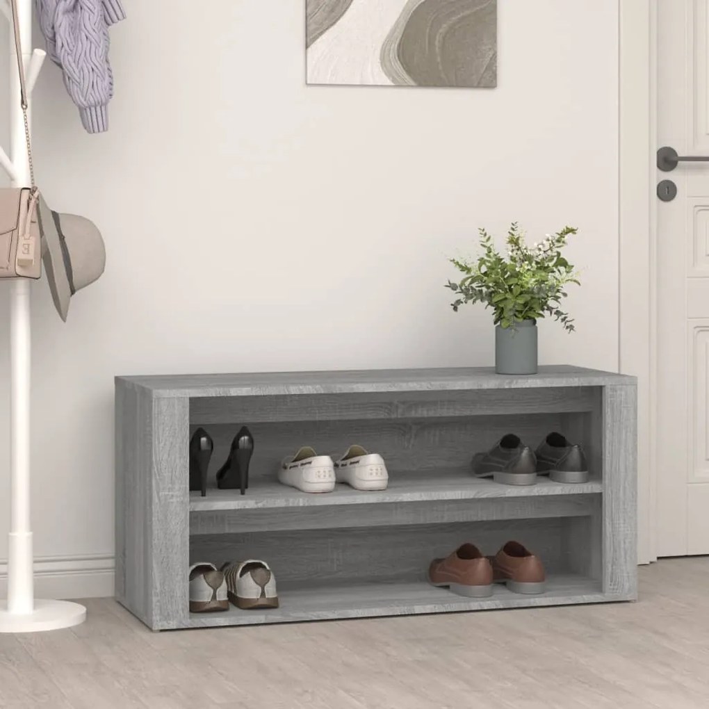 vidaXL Pantofar, gri beton, 100x35x45 cm, lemn compozit