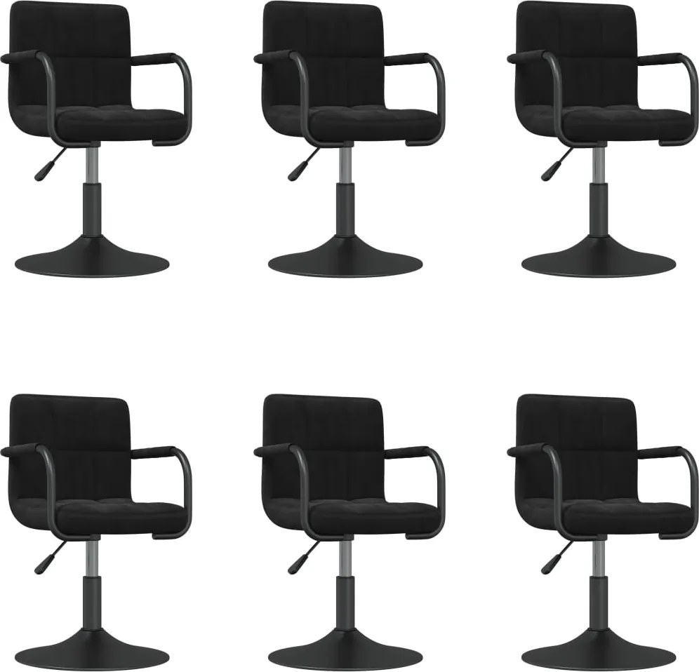 vidaXL Scaune de sufragerie pivotante 6 buc, negru, catifea