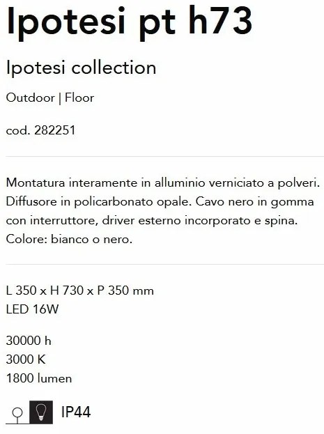 Lampa LED de podea pentru exterior Ipotesi pt h73 alb
