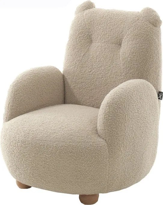 Fotoliu de copii bej cu tapițerie din țesătură bouclé Rocky – Vipack