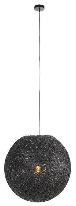 Lampă suspendată rustică neagră 60 cm - Corda