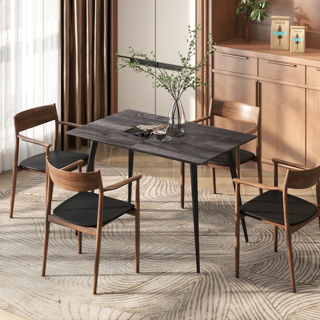 HOMCOM Masă Extensibilă pentru Sufragerie, 6-8 Persoane, 120-160x75 cm, Blat Efect Lemn, Picioare din Oțel | Aosom Romania