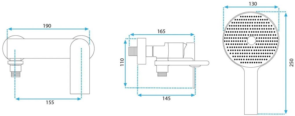 Baterie pentru cada REA Veneta auriu periat