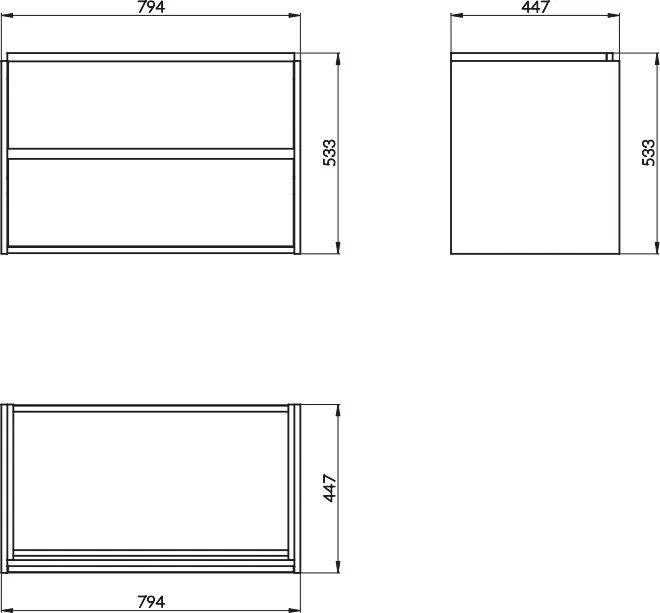 Dulap baie suspendat Cersanit Crea pentru lavoar incastrabil, 80 cm, stejar Stejar
