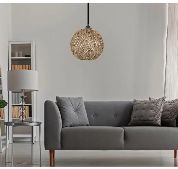 Lustră pe cablu JUTE 1xE27/60W/230V maro