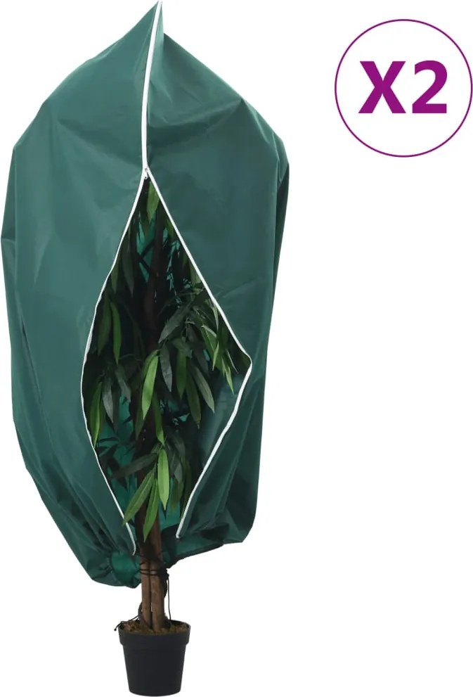 vidaXL Protecție de fleece plante cu fermoar 2 buc 70 g/m² 1,55x1,55 m