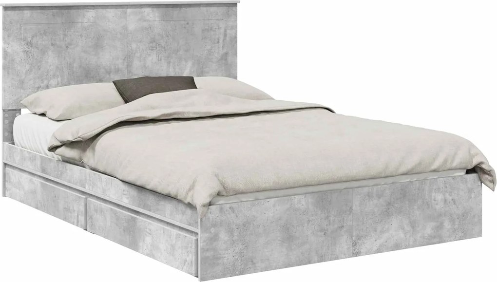 vidaXL Pat cu storage Gri din beton 150 x 200 cm Lemn compozit