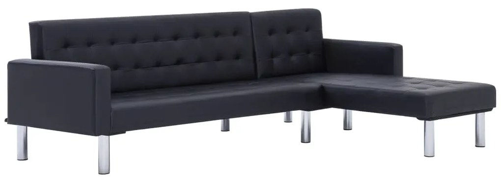 282229 vidaXL Canapea extensibilă în formă de L, negru, piele artificială