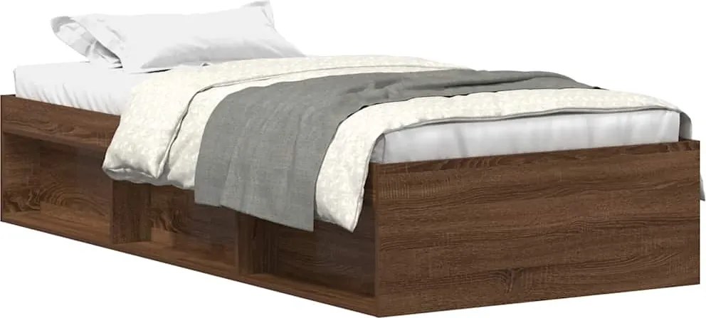 vidaXL Cadru de pat mic single, stejar maro, 75x190 cm