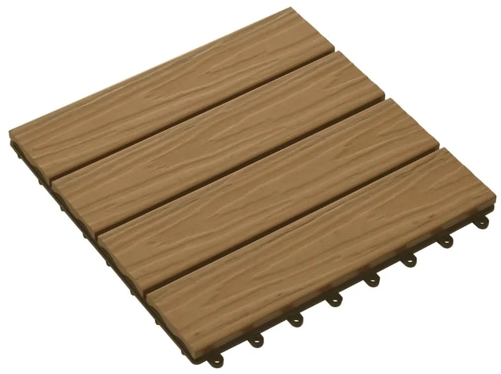 Placi podea in relief, WPC, 11 buc., 30x30 cm 1 mp, culoare tec teak coloured, 1